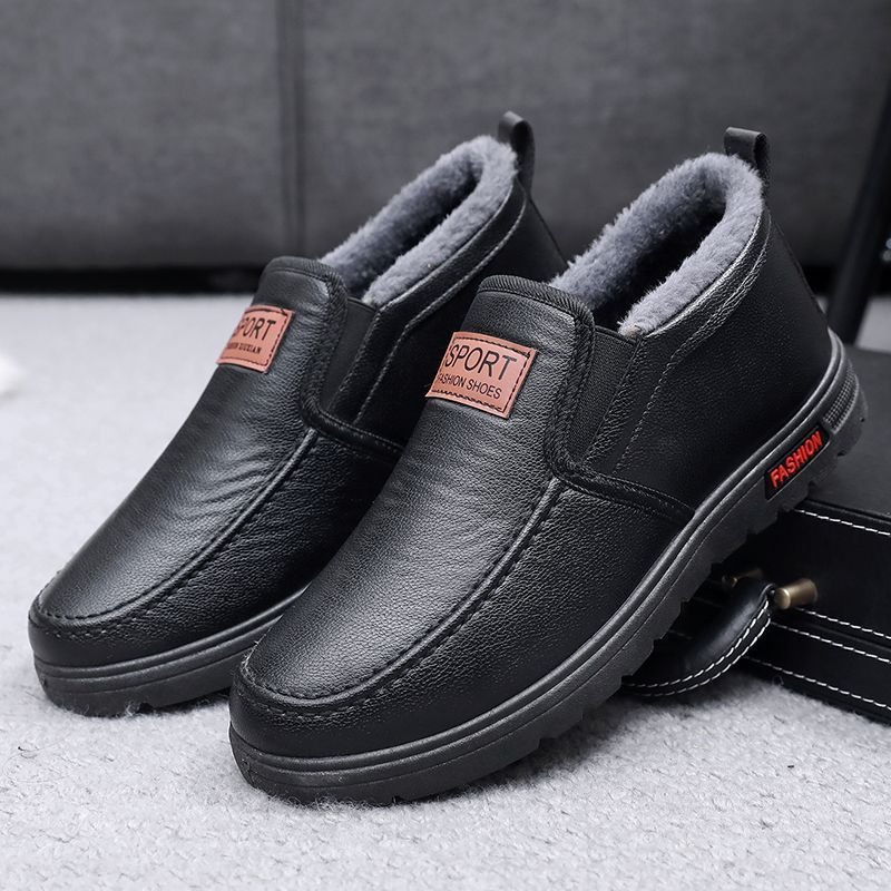 Thickened Waterproof Cotton Shoes For Elderly Fleece-lined Casual Leather Shoes - Image 10