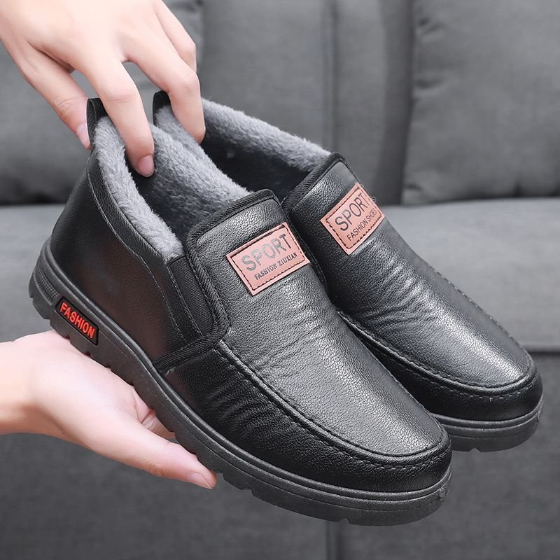 Thickened Waterproof Cotton Shoes For Elderly Fleece-lined Casual Leather Shoes - Image 7